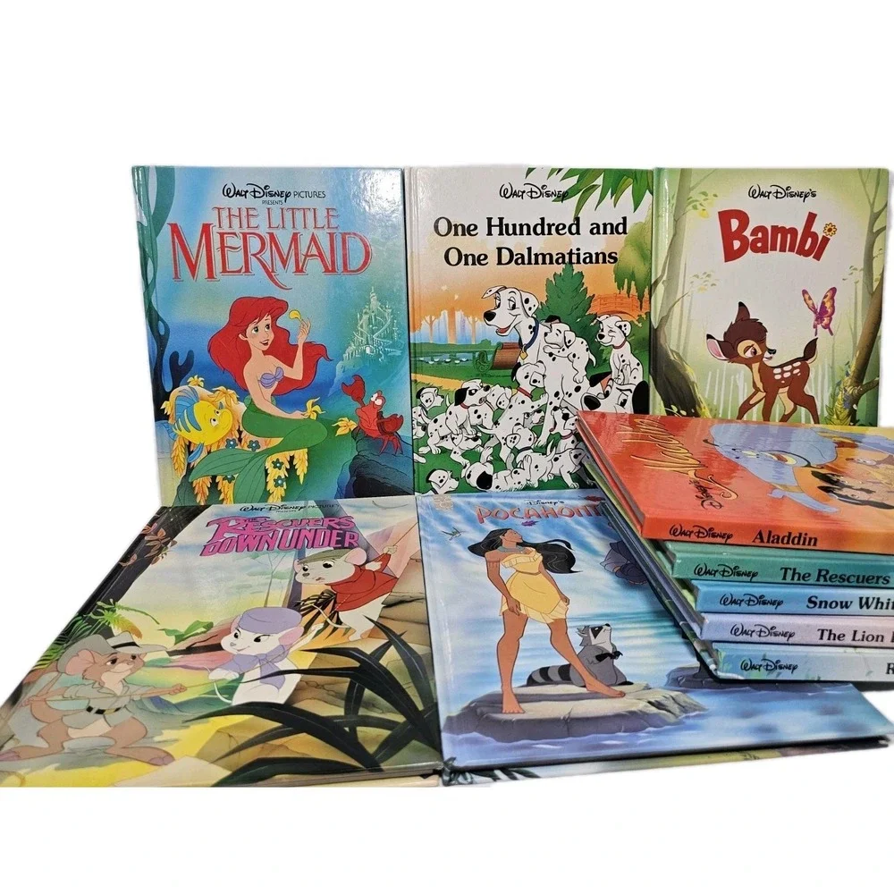 Vtg Lot Of 10 Disney Classic Series Hardcover Books Dalmations Lion King Aladdin